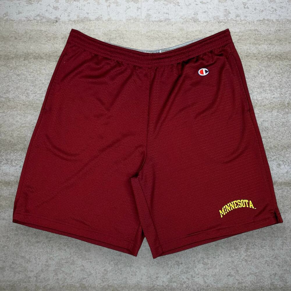 Vintage 90s Champion Shorts Mens L Maroon Minnesota Gophers Polyester 9" Inseam